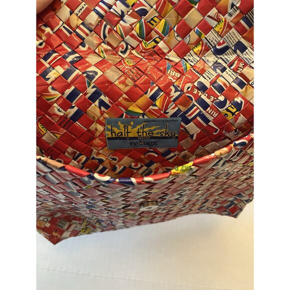 Half The Sky Designs Rebagz Candy Wrappers Red Shoulder Bag Purse - Picture 7 of 11